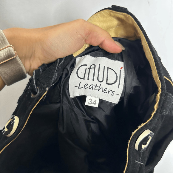 GAUDI LEATHERS Lederhose Short Black german suede leather embroidered 34 NWT - Picture 5 of 6